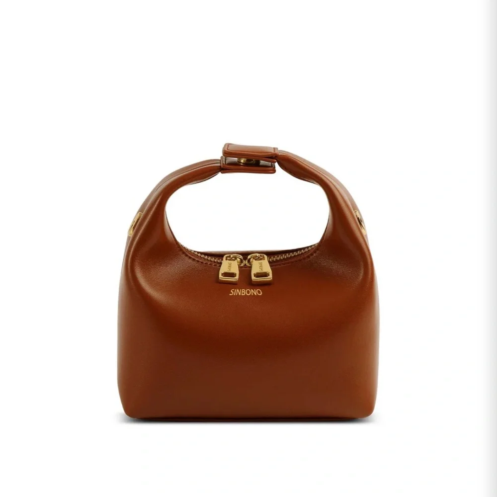 Brown Leather Top-Handle Bag - Picture 1 of 5